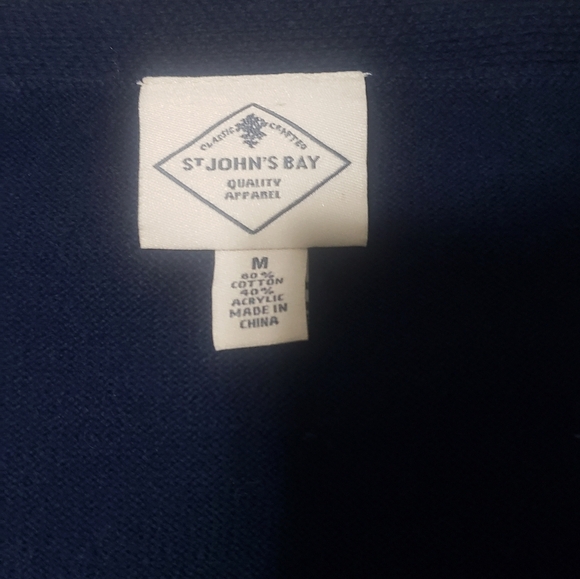 St John's Bay Womens Medium Blue Cardigan Multi-Color Stripe Sleeve  Sweater NWT - Picture 8 of 12